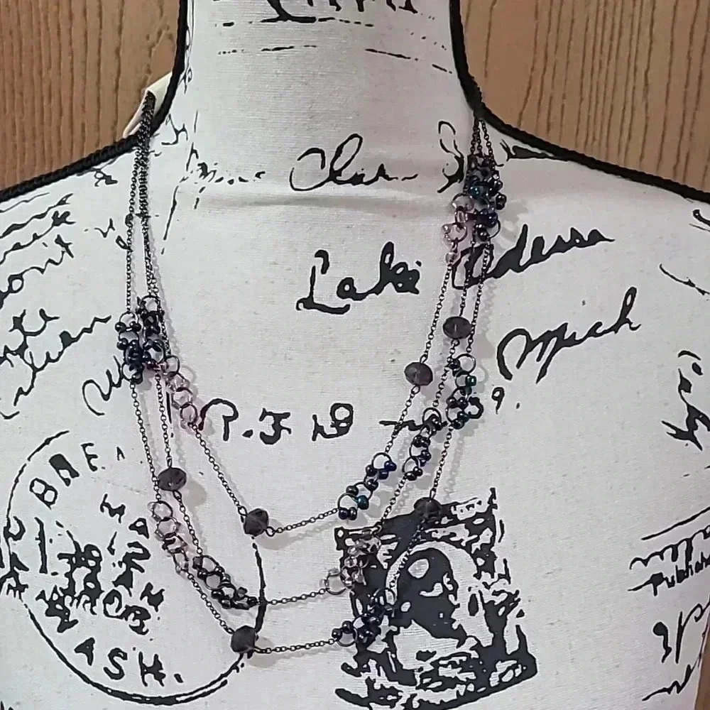 NWT Christopher & Banks layered chain beaded necklace